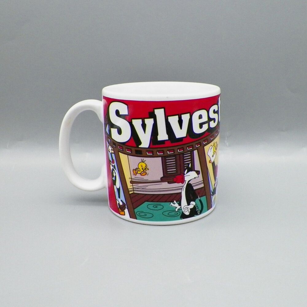 Sylvester & Tweety Ceramic Mug Cup Tea Coffee Looney Tunes Vintage 1995 Applause